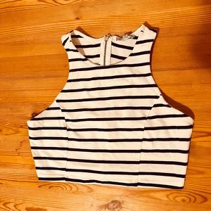 Zip up striped crop top